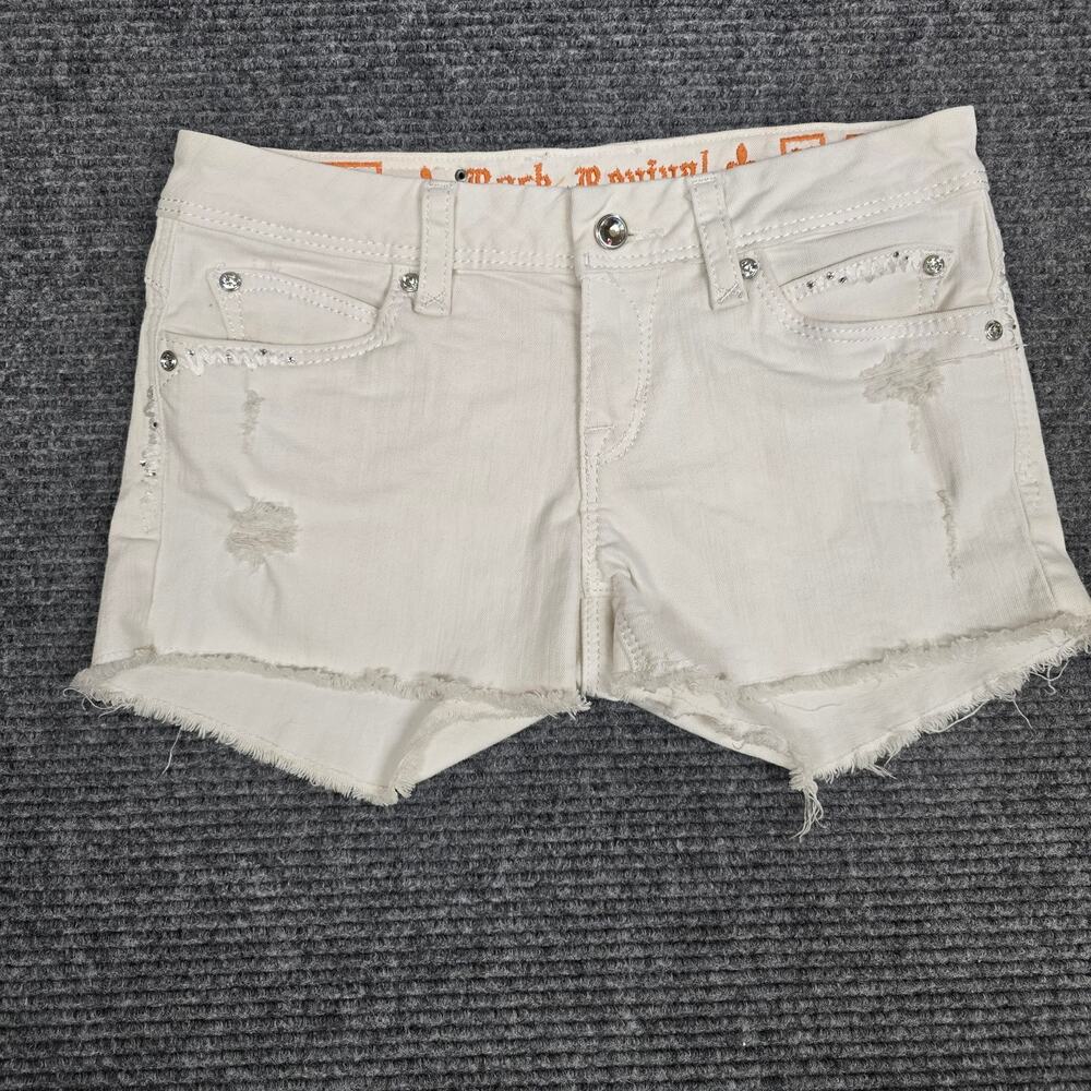 Rock Revival Charlotte Womens Shorts 28 White Distressed Rhinestone Cutoff